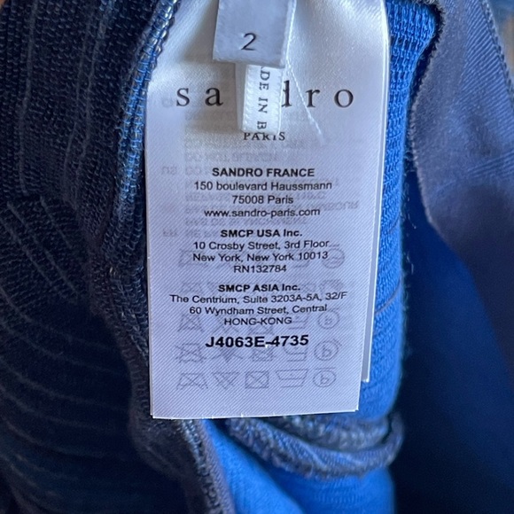 Sandro NWOT Dakota Blue Striped Fringe Women's Skirt with Metallic Detail - Picture 5 of 9